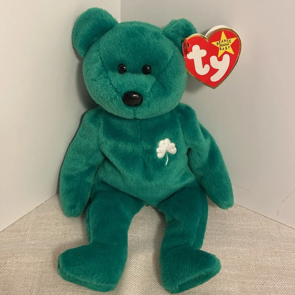 TY Erin Beanie Baby Babies Erin embroidered shamrock teddy bear 90s 1997 vintage - Picture 9 of 16